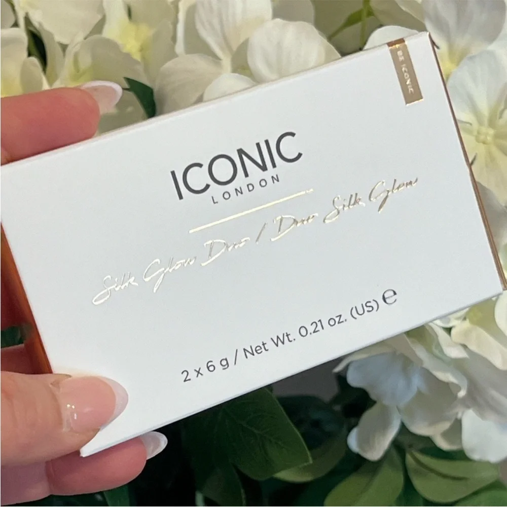 ICONIC LONDON NIB -Coral Glow- Silk Glow Duo Full Size 0.21 oz Blush/Highlighter
